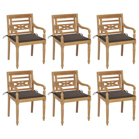 Sillas Batavia 6 unidades madera maciza de teca con cojines de vidaXL, Sillas de jardín - Ref: Foro24-3073330, Precio: 751,29...
