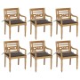 Sillas Batavia 6 unidades madera maciza de teca con cojines de vidaXL, Sillas de jardín - Ref: Foro24-3073330, Precio: 751,29...