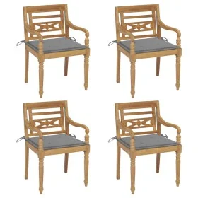 Sillas Batavia 4 unidades madera maciza de teca con cojines de vidaXL, Sillas de jardín - Ref: Foro24-3073296, Precio: 494,58...