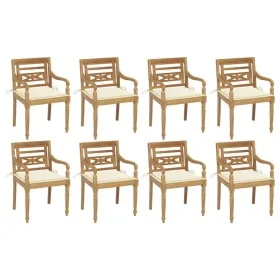 Sillas Batavia 8 unidades madera maciza de teca con cojines de vidaXL, Sillas de jardín - Ref: Foro24-3073351, Precio: 1,00 €...