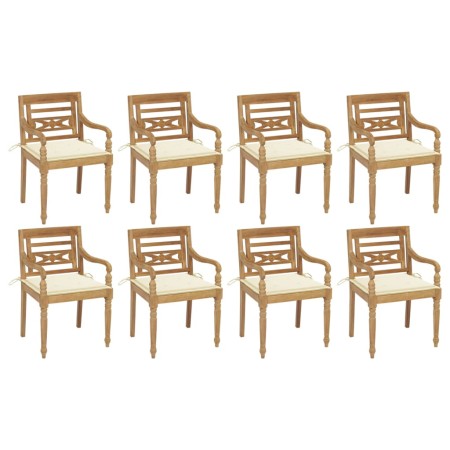 Sillas Batavia 8 unidades madera maciza de teca con cojines de vidaXL, Sillas de jardín - Ref: Foro24-3073351, Precio: 1,00 €...