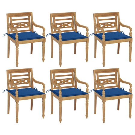 Sillas Batavia 6 unidades madera maciza de teca con cojines de vidaXL, Sillas de jardín - Ref: Foro24-3073332, Precio: 752,40...