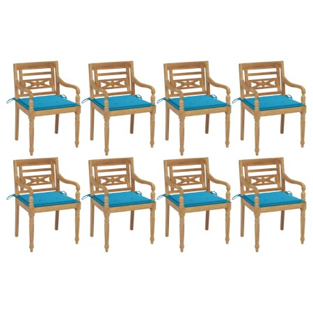 Sillas Batavia 8 unidades madera maciza de teca con cojines de vidaXL, Sillas de jardín - Ref: Foro24-3073353, Precio: 1,00 €...