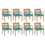 Sillas Batavia 8 unidades madera maciza de teca con cojines de vidaXL, Sillas de jardín - Ref: Foro24-3073353, Precio: 1,00 €...