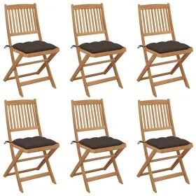 Sillas de jardín plegables 6 uds y cojines madera maciza acacia de vidaXL, Sillas de jardín - Ref: Foro24-3075017, Precio: 30...