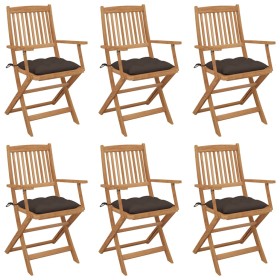 Sillas de jardín plegables 6 uds y cojines madera maciza acacia de vidaXL, Sillas de jardín - Ref: Foro24-3074963, Precio: 35...