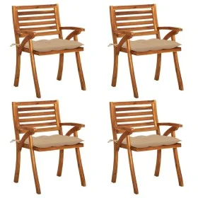 Sillas de jardín con cojines 4 unidades madera maciza de acacia de vidaXL, Sillas de jardín - Ref: Foro24-3075192, Precio: 38...