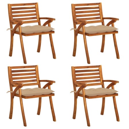 Sillas de jardín con cojines 4 unidades madera maciza de acacia de vidaXL, Sillas de jardín - Ref: Foro24-3075192, Precio: 51...