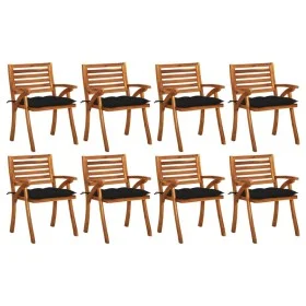Sillas de jardín 8 uds madera maciza de teca con cojines de vidaXL, Sillas de jardín - Ref: Foro24-3075223, Precio: 653,71 €,...