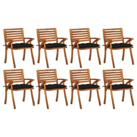 Sillas de jardín 8 uds madera maciza de teca con cojines de vidaXL, Sillas de jardín - Ref: Foro24-3075223, Precio: 766,56 €,...