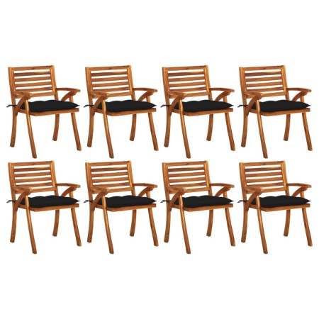 Sillas de jardín 8 uds madera maciza de teca con cojines de vidaXL, Sillas de jardín - Ref: Foro24-3075223, Precio: 766,56 €,...