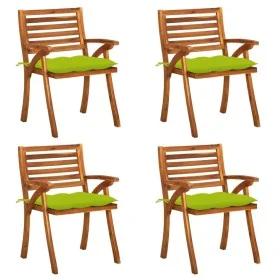 Sillas de jardín con cojines 4 unidades madera maciza de acacia de vidaXL, Sillas de jardín - Ref: Foro24-3075200, Precio: 38...