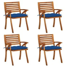 Sillas de jardín con cojines 4 unidades madera maciza de acacia de vidaXL, Sillas de jardín - Ref: Foro24-3075199, Precio: 38...