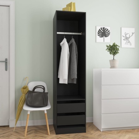 Armario con cajones de madera contrachapada negro 50x50x200 cm de vidaXL, Armarios roperos - Ref: Foro24-800613, Precio: 142,...