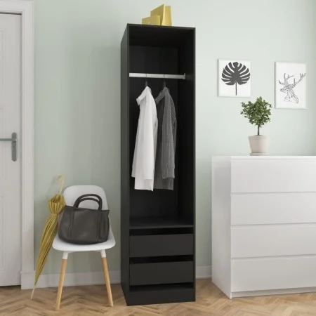 Armario con cajones de madera contrachapada negro 50x50x200 cm de vidaXL, Armarios roperos - Ref: Foro24-800613, Precio: 131,...