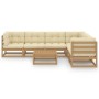 Set de muebles de jardín 7 pzs cojines madera pino marrón miel de vidaXL, Conjuntos de jardín - Ref: Foro24-3076792, Precio: ...