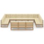 Set de muebles de jardín 13 pzs cojines madera pino marrón miel de vidaXL, Conjuntos de jardín - Ref: Foro24-3077247, Precio:...