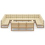 Set de muebles de jardín 13 pzs cojines madera pino marrón miel de vidaXL, Conjuntos de jardín - Ref: Foro24-3077287, Precio:...