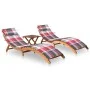 Sun loungers 2 units with solid acacia wood table and cushions by vidaXL, Loungers - Ref: Foro24-3077389, Price: 354,05 €, Di...