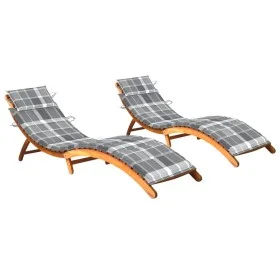 Tumbonas 2 unidades con cojines madera maciza de acacia de vidaXL, Tumbonas - Ref: Foro24-3077375, Precio: 345,61 €, Descuent...