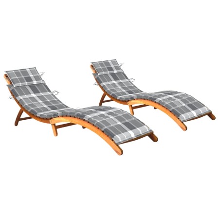 Tumbonas 2 unidades con cojines madera maciza de acacia de vidaXL, Tumbonas - Ref: Foro24-3077375, Precio: 369,63 €, Descuent...