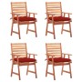 Sillas comedor de jardín y cojines 4 uds madera maciza acacia de vidaXL, Sillas de jardín - Ref: Foro24-3078341, Precio: 314,...