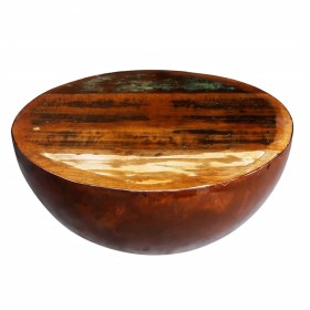 Mesa de centro forma cuenco base acero madera maciza reciclada de vidaXL, Mesas de centro - Ref: Foro24-241648, Precio: 93,82...