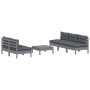 Muebles de jardín 6 pzas con cojines antracita madera de pino de vidaXL, Conjuntos de jardín - Ref: Foro24-3096090, Precio: 4...