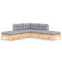 Juego de muebles de jardín 5 pzas y cojines madera pino gris de vidaXL, Conjuntos de jardín - Ref: Foro24-3096309, Precio: 34...