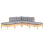 Juego de muebles de jardín 5 pzas y cojines madera pino gris de vidaXL, Conjuntos de jardín - Ref: Foro24-3096309, Precio: 34...