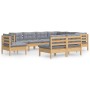 Juego de muebles de jardín 9 pzas y cojines madera maciza pino de vidaXL, Conjuntos de jardín - Ref: Foro24-3096742, Precio: ...
