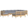 Juego de muebles de jardín 9 pzas y cojines madera maciza pino de vidaXL, Conjuntos de jardín - Ref: Foro24-3096742, Precio: ...