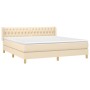 Cama box spring con colchón tela color crema 180x200 cm de vidaXL, Camas y somieres - Ref: Foro24-3130534, Precio: 607,47 €, ...