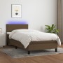 Cama box spring con colchón LED tela marrón oscuro 80x200 cm de vidaXL, Camas y somieres - Ref: Foro24-3132952, Precio: 306,4...