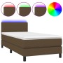 Cama box spring con colchón LED tela marrón oscuro 80x200 cm de vidaXL, Camas y somieres - Ref: Foro24-3132952, Precio: 306,4...