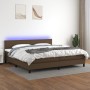 Cama box spring con colchón LED tela marrón oscuro 200x200 cm de vidaXL, Camas y somieres - Ref: Foro24-3133024, Precio: 592,...