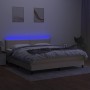 Cama box spring colchón y luces LED tela crema 180x200 cm de vidaXL, Camas y somieres - Ref: Foro24-3133098, Precio: 553,01 €...