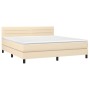 Cama box spring colchón y luces LED tela crema 160x200 cm de vidaXL, Camas y somieres - Ref: Foro24-3133250, Precio: 515,46 €...