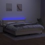 Cama box spring colchón y luces LED tela crema 160x200 cm de vidaXL, Camas y somieres - Ref: Foro24-3133250, Precio: 515,46 €...