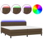 Cama box spring colchón luces LED tela marrón oscuro 200x200 cm de vidaXL, Camas y somieres - Ref: Foro24-3133424, Precio: 62...