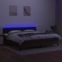Cama box spring colchón luces LED tela marrón oscuro 200x200 cm de vidaXL, Camas y somieres - Ref: Foro24-3133424, Precio: 62...
