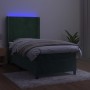 Cama box spring colchón y LED terciopelo verde oscuro 90x200 cm de vidaXL, Camas y somieres - Ref: Foro24-3139424, Precio: 37...
