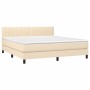 Cama box spring con colchón tela color crema 160x200 cm de vidaXL, Camas y somieres - Ref: Foro24-3140230, Precio: 504,51 €, ...