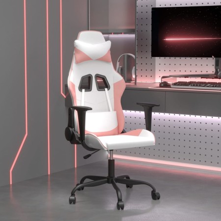 Silla gaming cuero sintético blanco y rosa de vidaXL, Sillones para videojuegos - Ref: Foro24-3143650, Precio: 114,43 €, Desc...