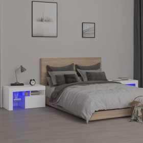 Mesitas de noche con luces LED 2 uds blancas 70x36,5x40cm de vidaXL, Mesitas de noche - Ref: Foro24-3152770, Precio: 106,67 €...