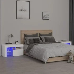 Mesitas de noche con luces LED 2 uds blancas 70x36,5x40cm de vidaXL, Mesitas de noche - Ref: Foro24-3152770, Precio: 130,63 €...