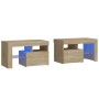 Mesitas de noche con luces LED 2 uds roble Sonoma 70x36,5x40cm de vidaXL, Mesitas de noche - Ref: Foro24-3152772, Precio: 116...