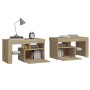 Mesitas de noche con luces LED 2 uds roble Sonoma 70x36,5x40cm de vidaXL, Mesitas de noche - Ref: Foro24-3152772, Precio: 116...