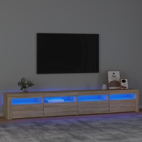 Mueble de TV con luces LED roble Sonoma 240x35x40 cm de vidaXL, Muebles TV - Ref: Foro24-3152764, Precio: 157,66 €, Descuento: %