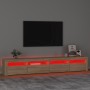 Mueble de TV con luces LED roble Sonoma 240x35x40 cm de vidaXL, Muebles TV - Ref: Foro24-3152764, Precio: 157,66 €, Descuento: %